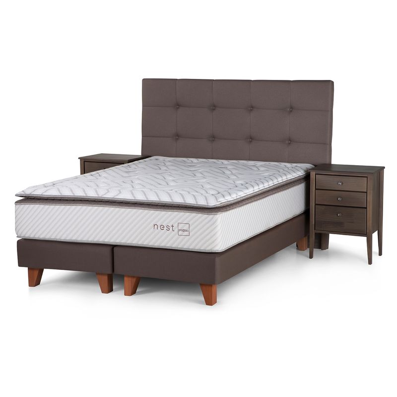 ROSEN - Cama Europea 2 Plazas Nest + Muebles Issey Vison Rosen
