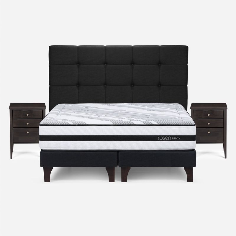 ROSEN - Cama Europea 2 Plazas Driven + Muebles Issey Grafito Rosen