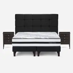 ROSEN - Cama Europea 2 Plazas Driven + Muebles Issey Grafito