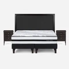 ROSEN - Cama Europea Driven 2 Plazas Base Dividida 150 x 200 cm + Muebles Nolita