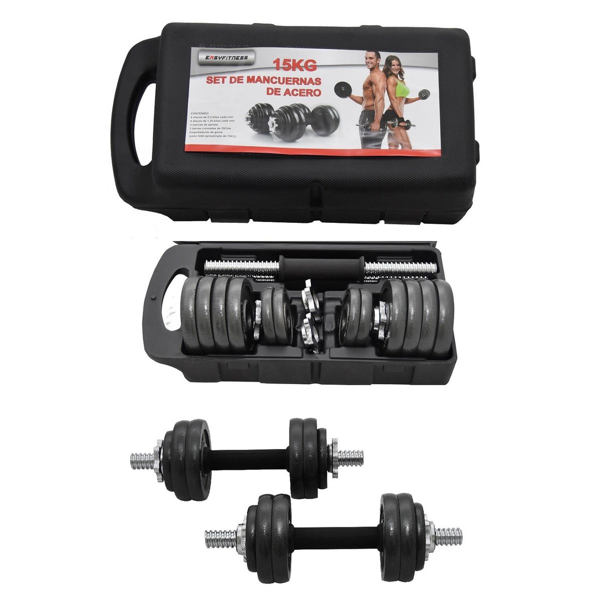 EASYFITNESS - Set De Mancuernas 15Kg Con Caja Easyfitness
