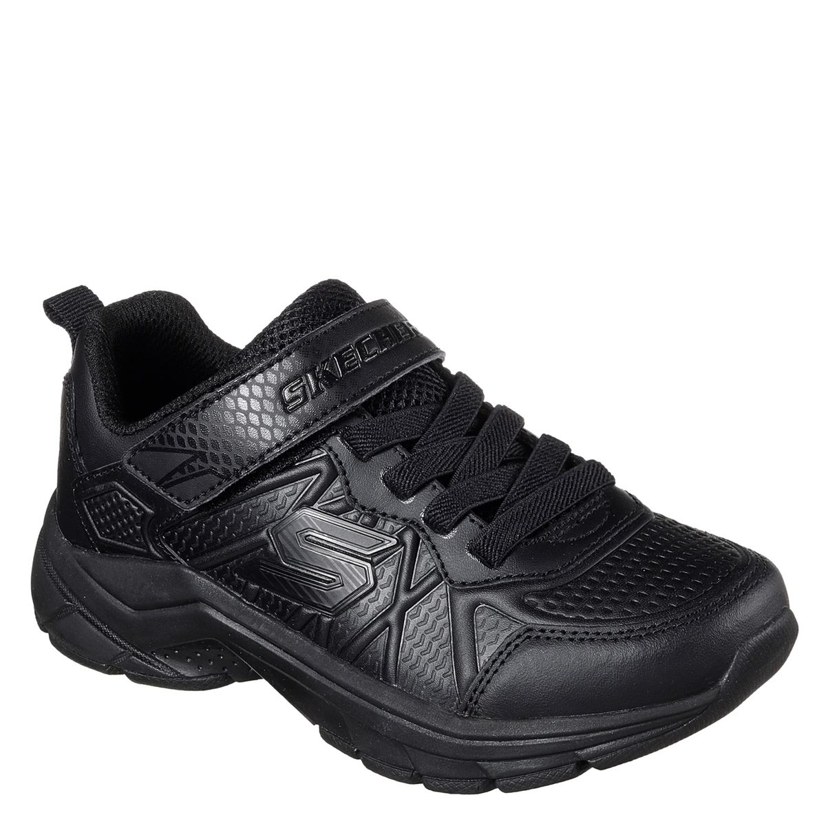 SKECHERS - Zapatilla Escolar Deportiva Cuero Negra