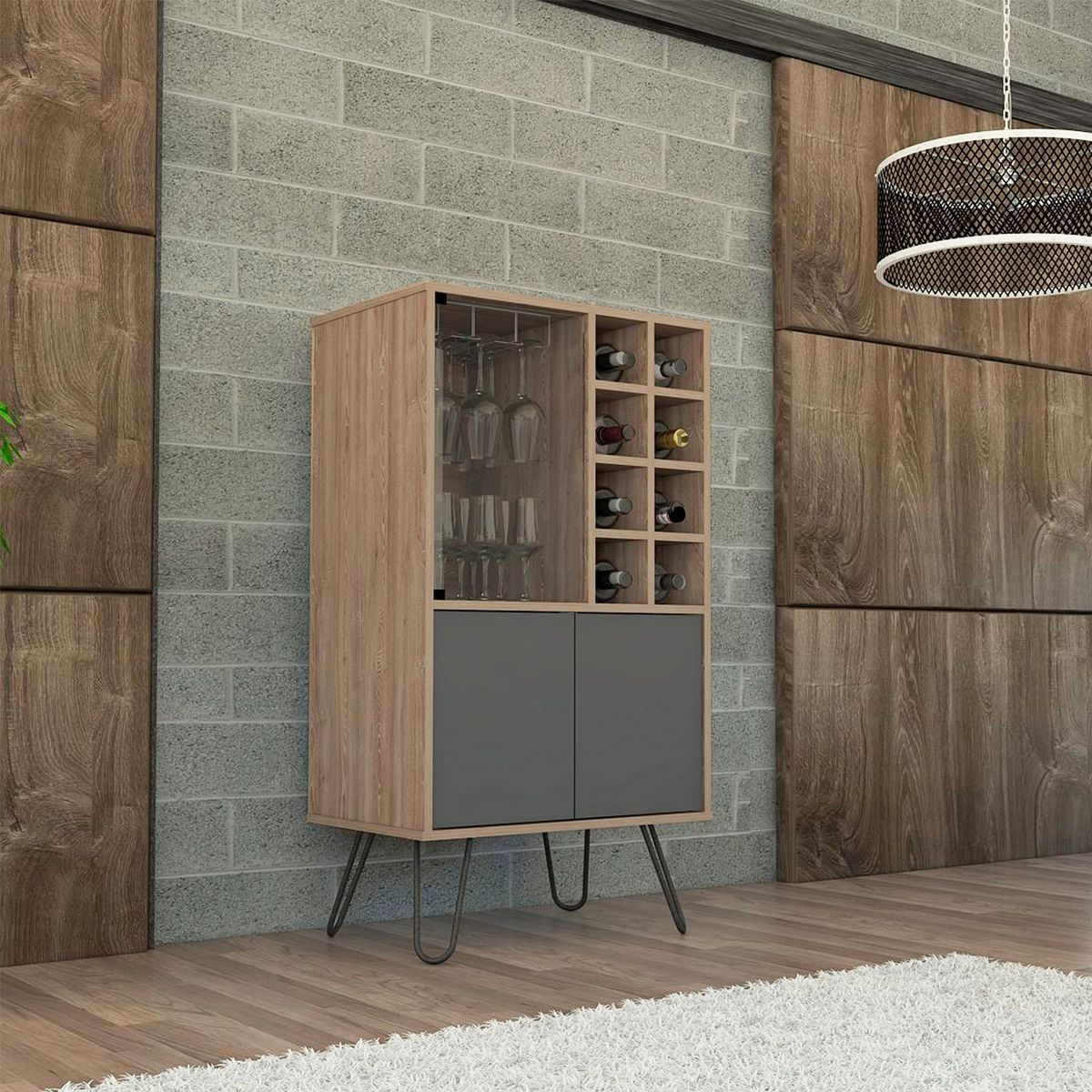 TUHOME - Bar Vassel Miel/Plomo 2 Puertas Tuhome