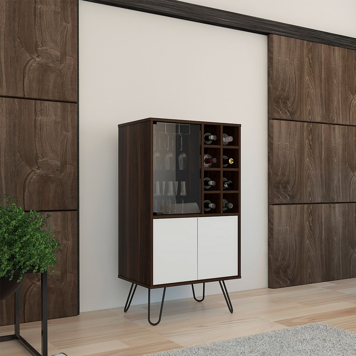 TUHOME - Bar Vassel Habano Blanco 2 Puertas Tuhome