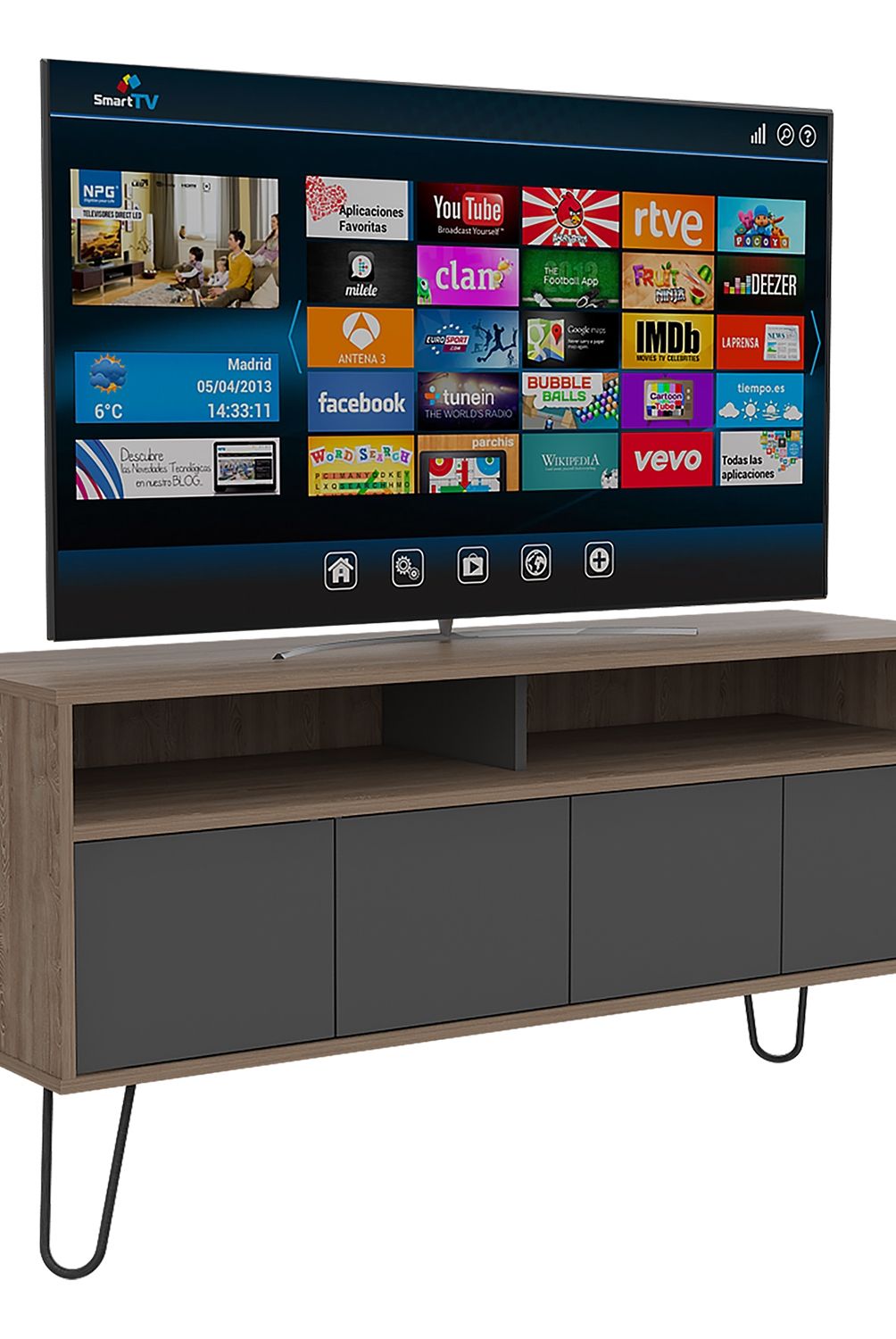 TUHOME - Rack TV 55" Vassel-Miel/Plomo Tuhome