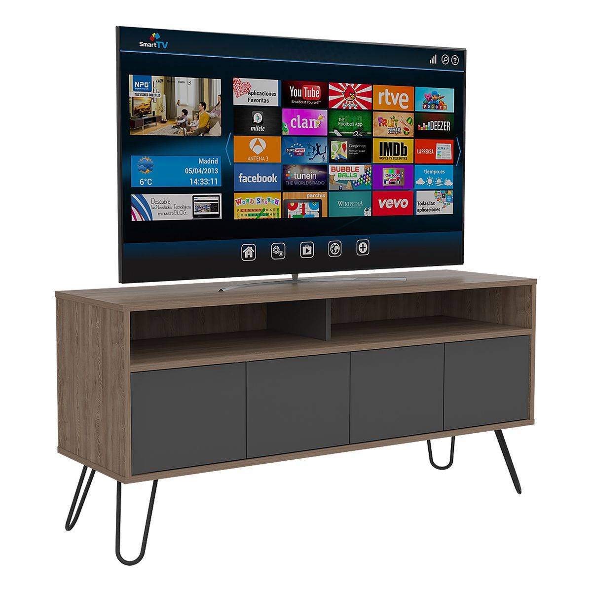TUHOME - Rack TV 55" Vassel-Miel/Plomo Tuhome