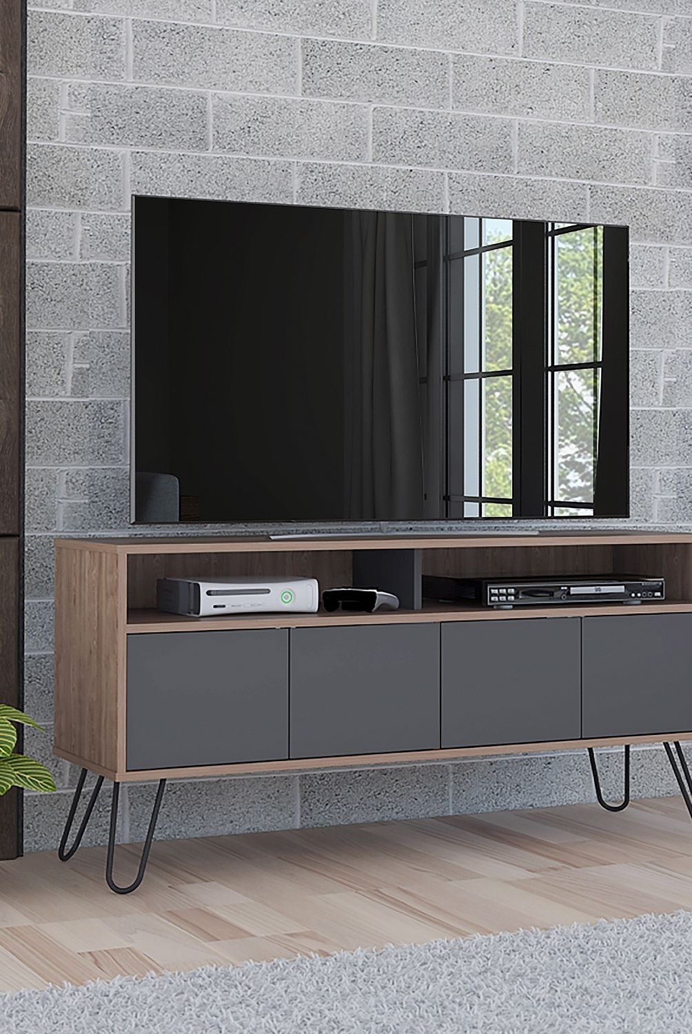 TUHOME - Rack TV 55" Vassel-Miel/Plomo Tuhome