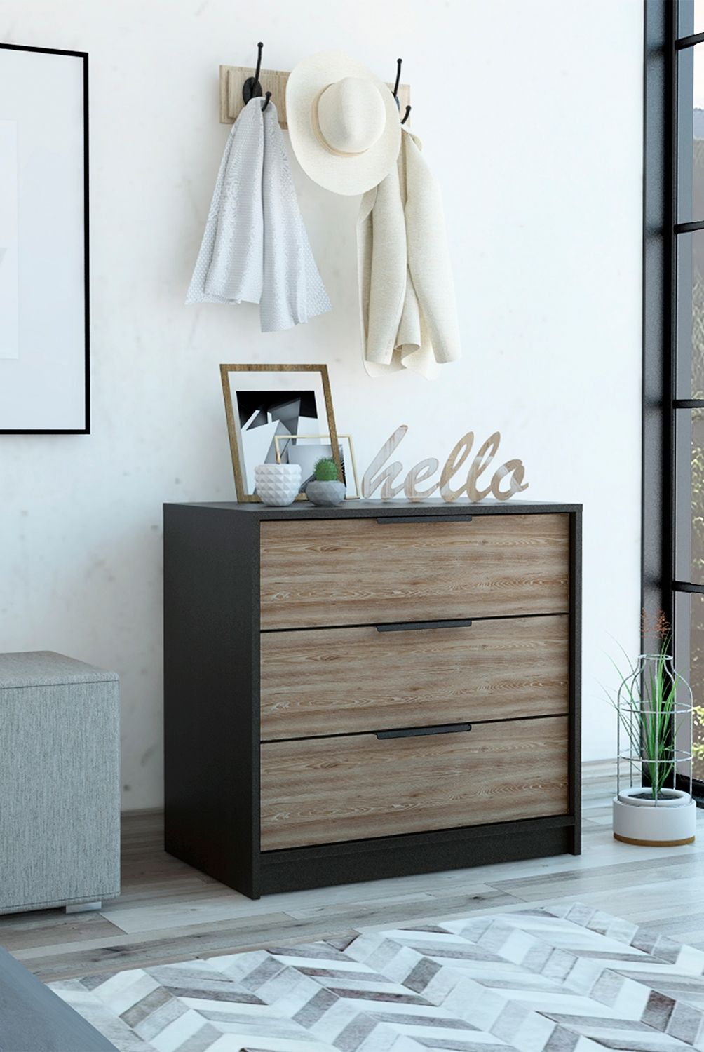 TUHOME - Cómoda Tuhome Kaia 3 Cajones Wengue Miel