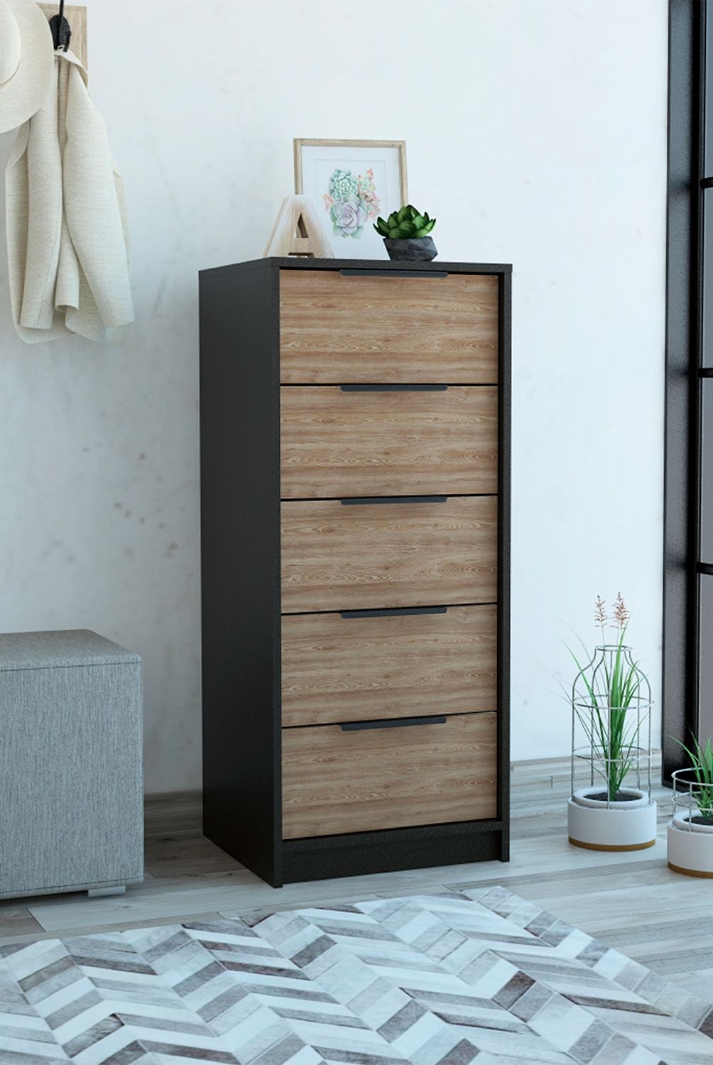 TUHOME - Cómoda Kaia 5 Cajones Wengue Tuhome