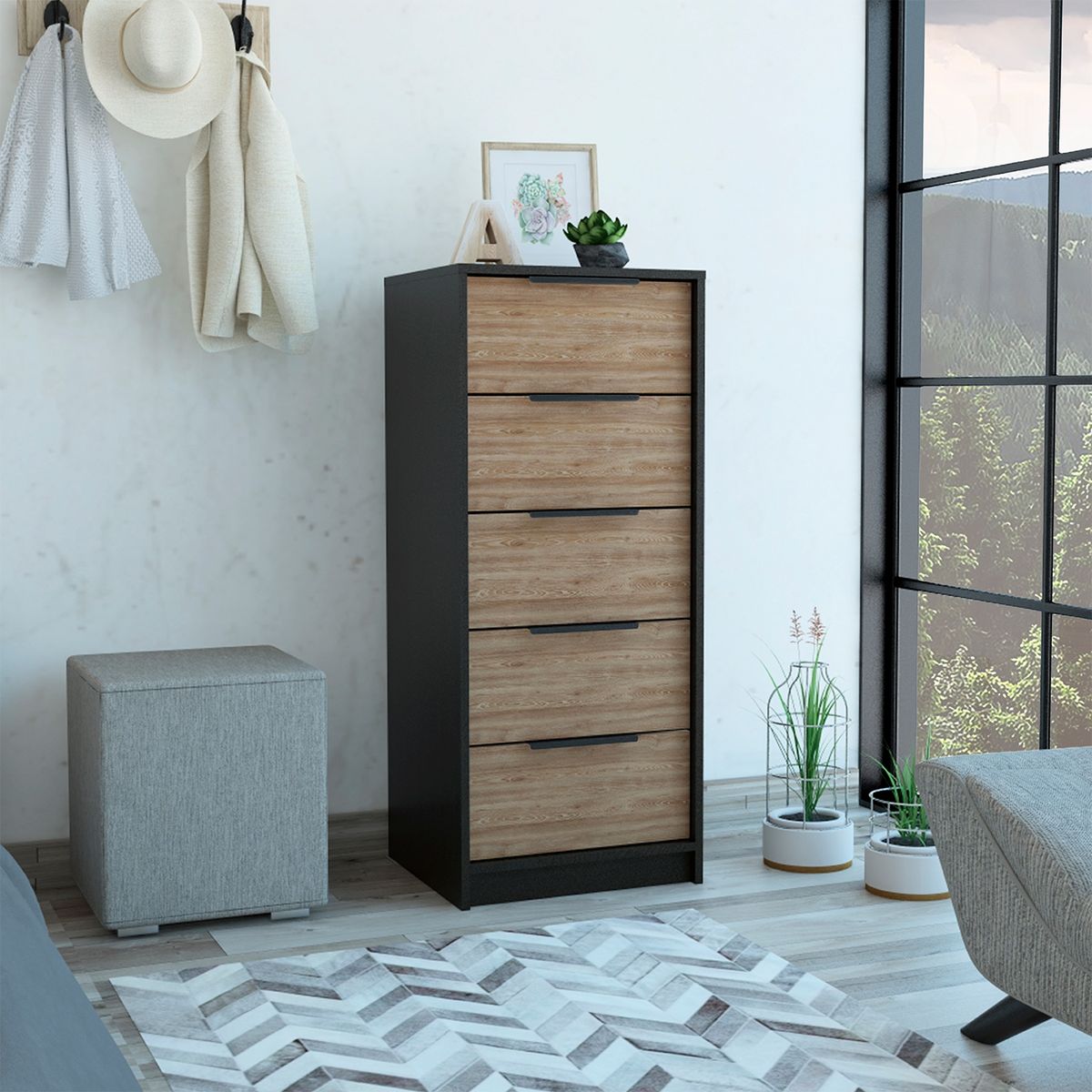 TUHOME - Cómoda Kaia 5 Cajones Wengue Tuhome