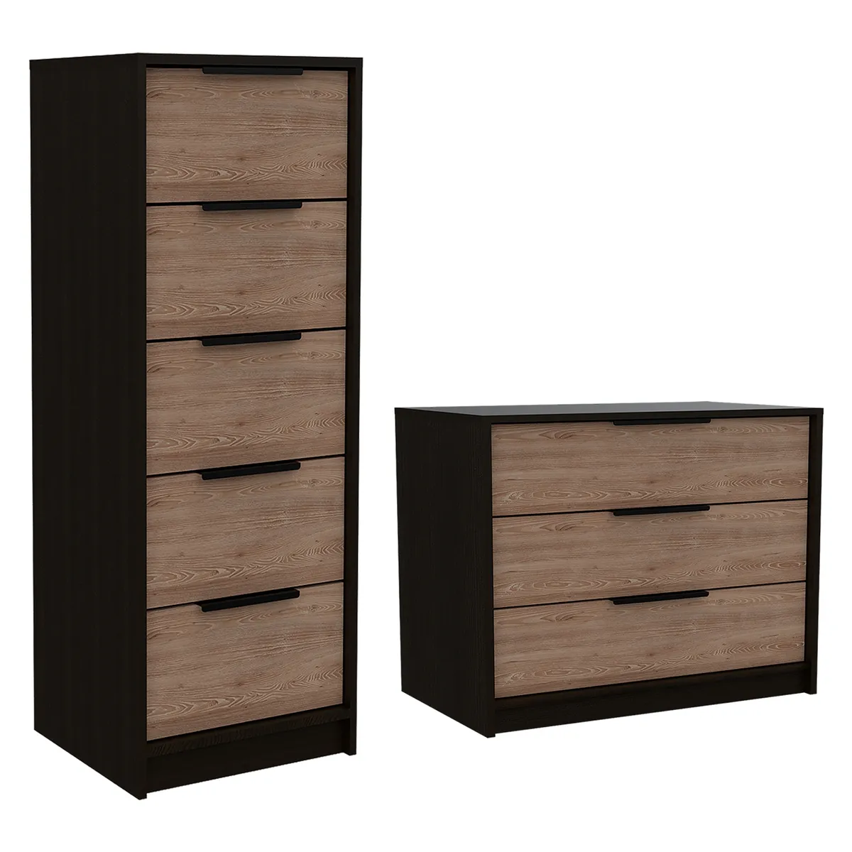 TUHOME - Cómoda Kaia 5 Cajones + Cómoda 3 Cajones Tuhome