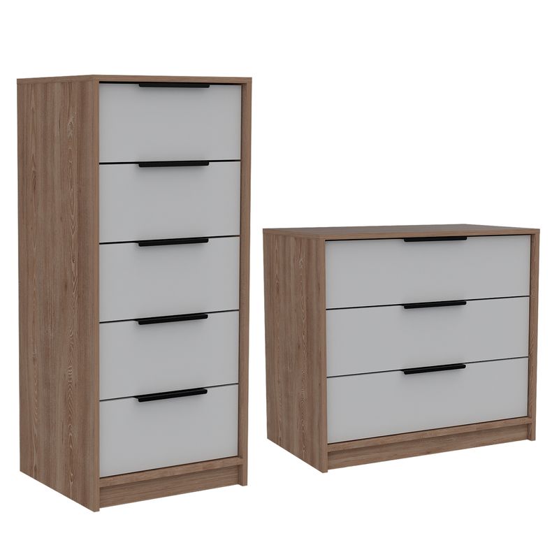 TUHOME - Cómoda Kaia 5 Cajones + Cómoda 3 Cajones Miel Tuhome