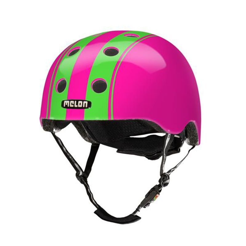 MELON - Casco Melon Doble Rosado Franjas Verdes Md-Lg