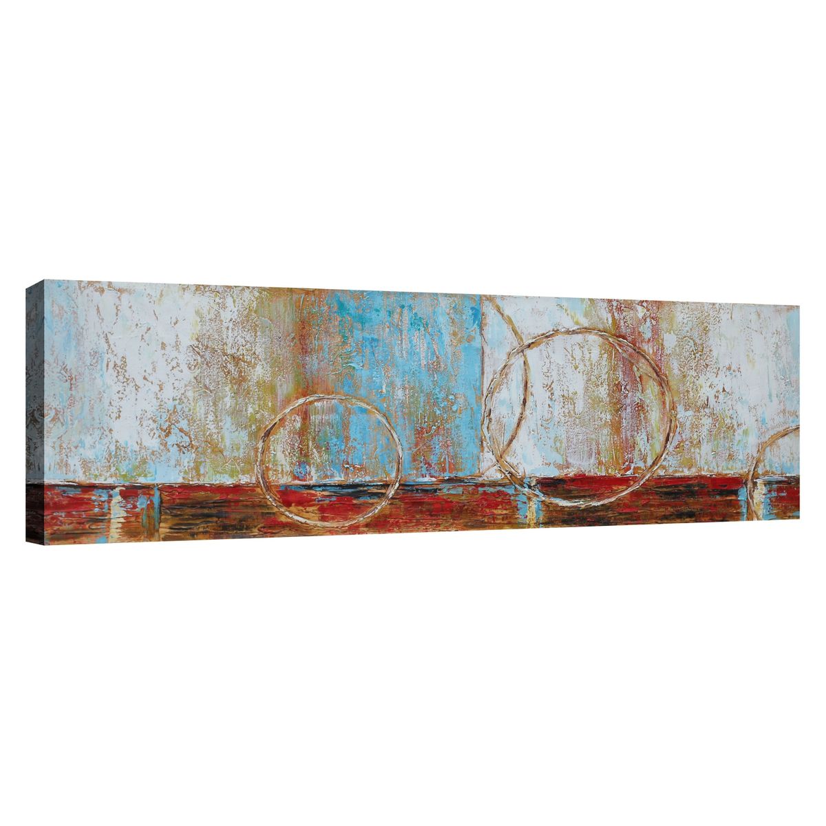 RONDA - Cuadro Óleo Abstracto Círculos 40x120 cm