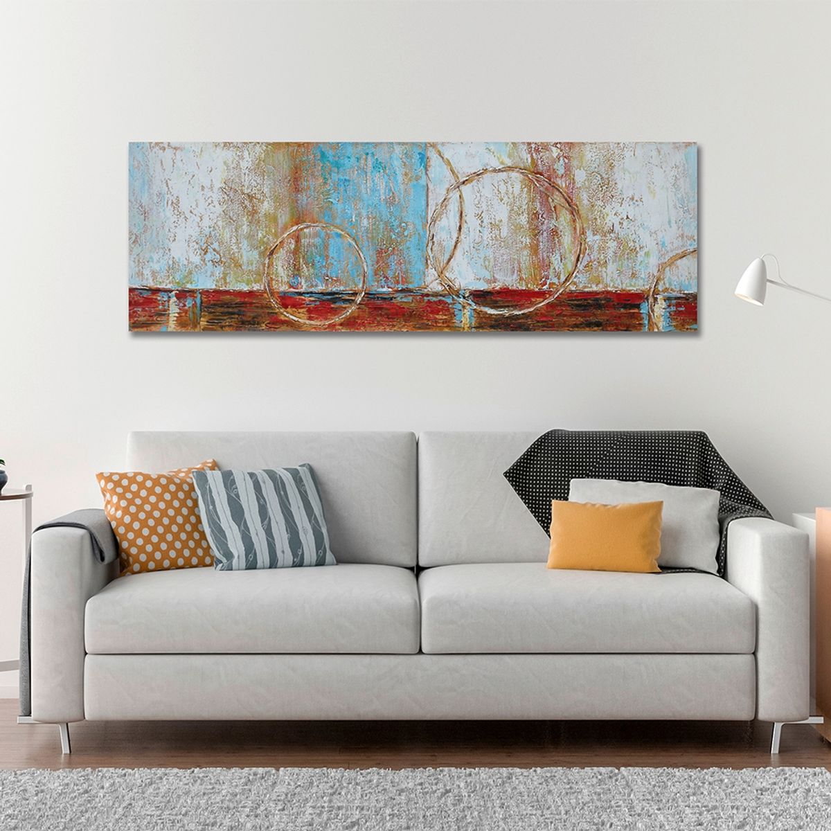 RONDA - Cuadro Óleo Abstracto Círculos 40x120 cm