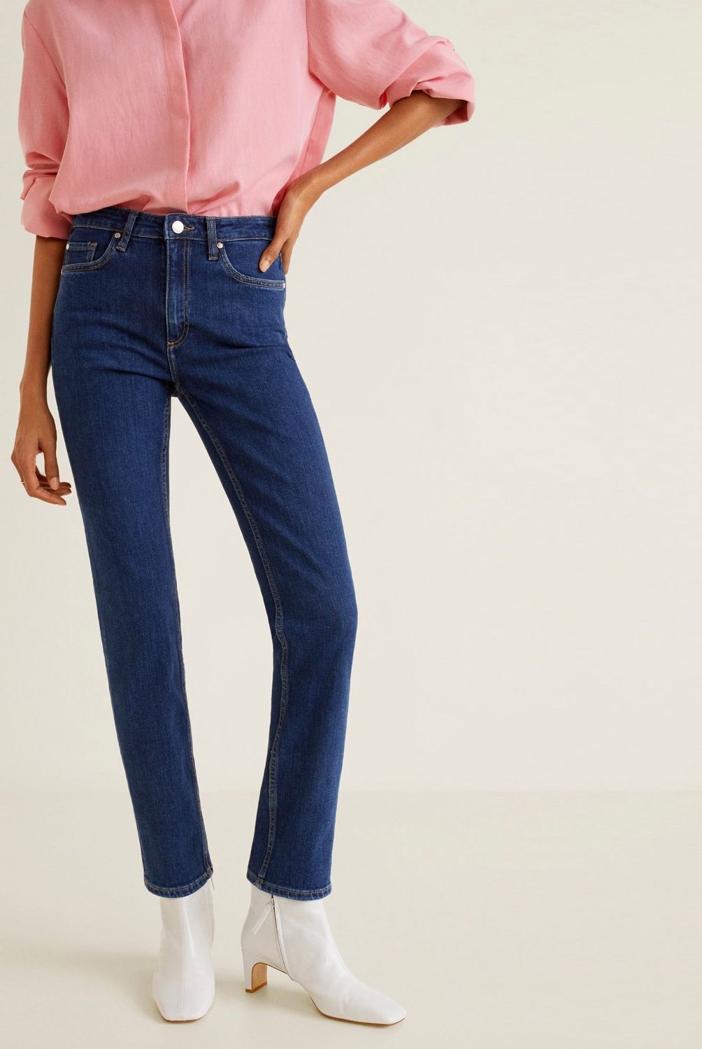 MANGO - Jeans Recto Anna Tiro Alto Mango