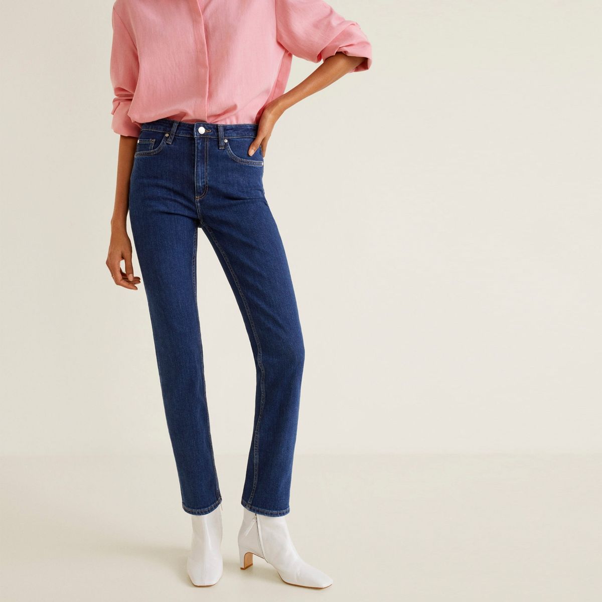 MANGO - Jeans Recto Anna Tiro Alto Mango