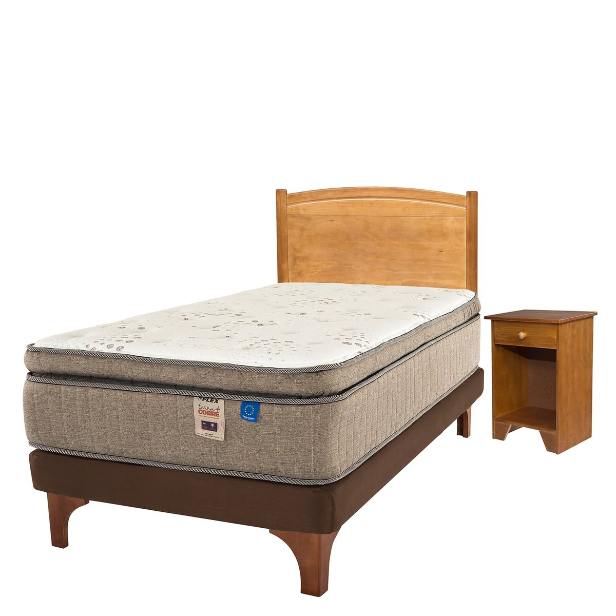 FLEX - Cama Europea Terra Cobre 1,5 Plazas + Muebles Arezzo Flex