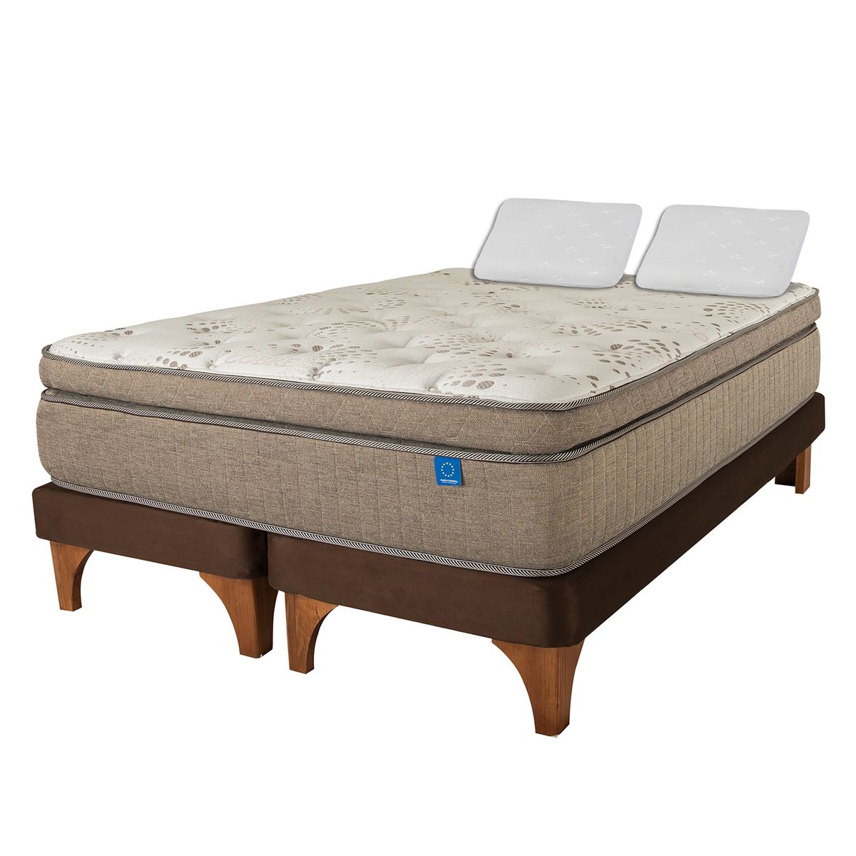 FLEX - Cama Europea Terra Cobre 2 Plazas + Almohadas Flex