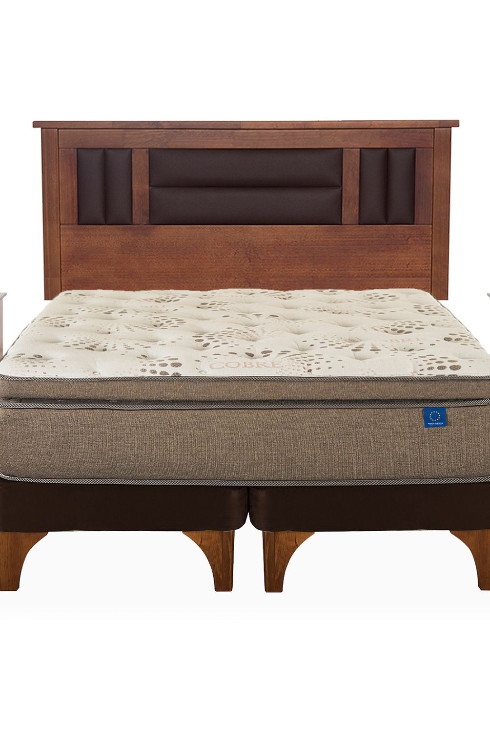 FLEX - Cama Europea Terra Cobre Flex King + Respaldo + 2 Veladores Flex