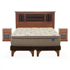 FLEX - Cama Europea Terra Cobre King + Respaldo + 2 Veladores
