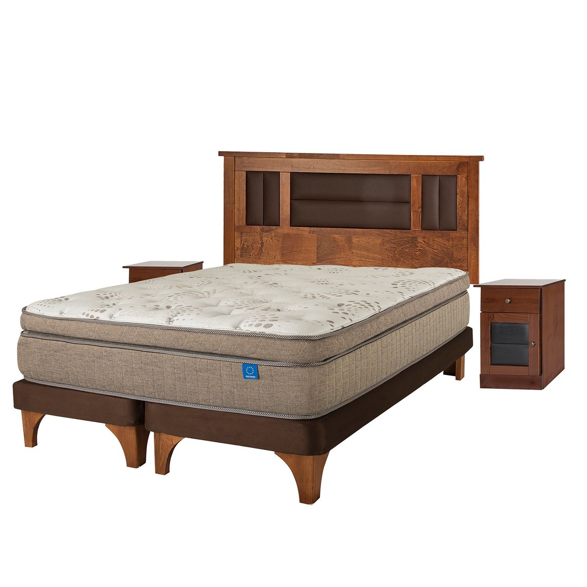 FLEX - Cama Europea Terra Cobre Flex King + Respaldo + 2 Veladores Flex