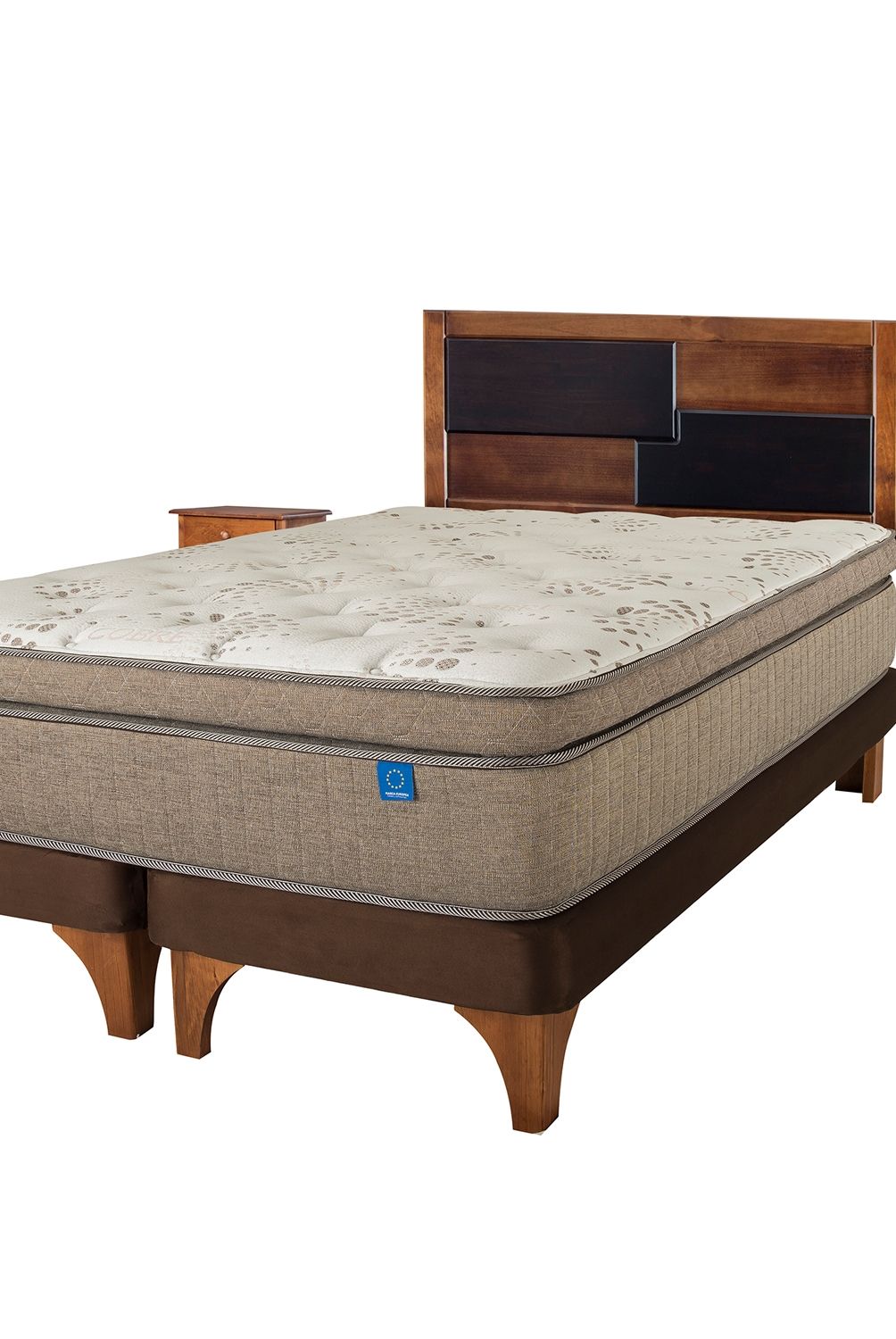 FLEX - Cama Europea Terra Cobre Flex 2 Plazas + Respaldo + 2 Veladores