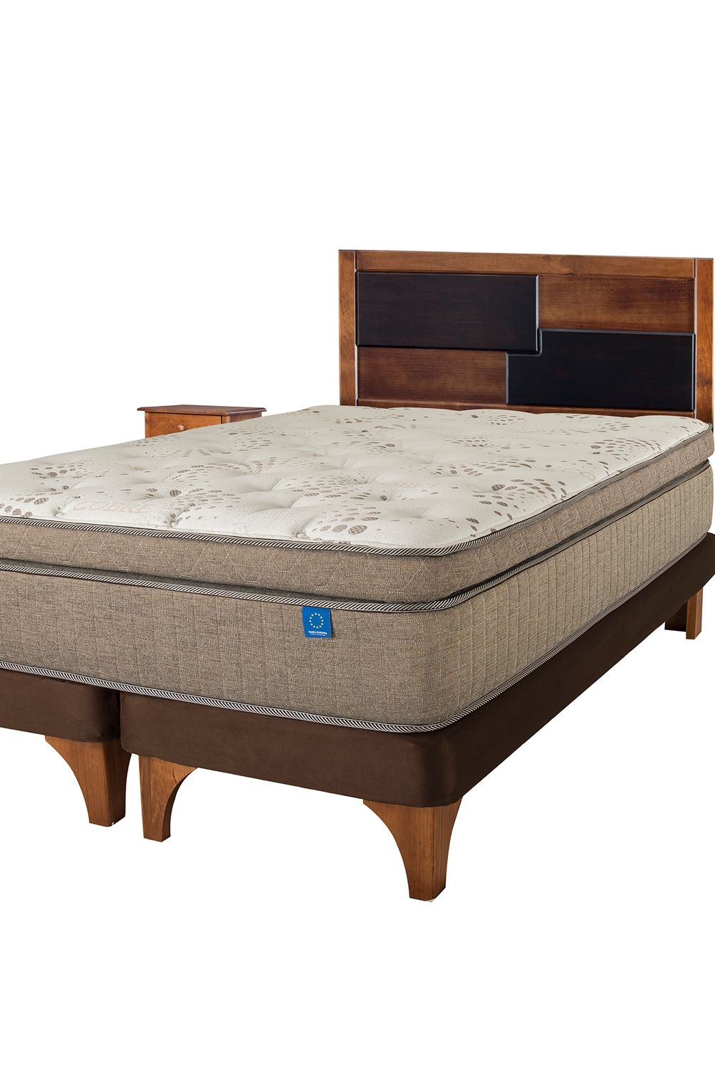 FLEX - Cama Europea Terra Cobre Flex King + Respaldo + 2 Veladores Flex