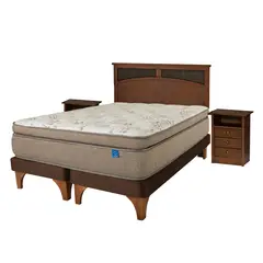 FLEX - Cama Europea Terra Cobr King + Respaldo + 2 Veladores
