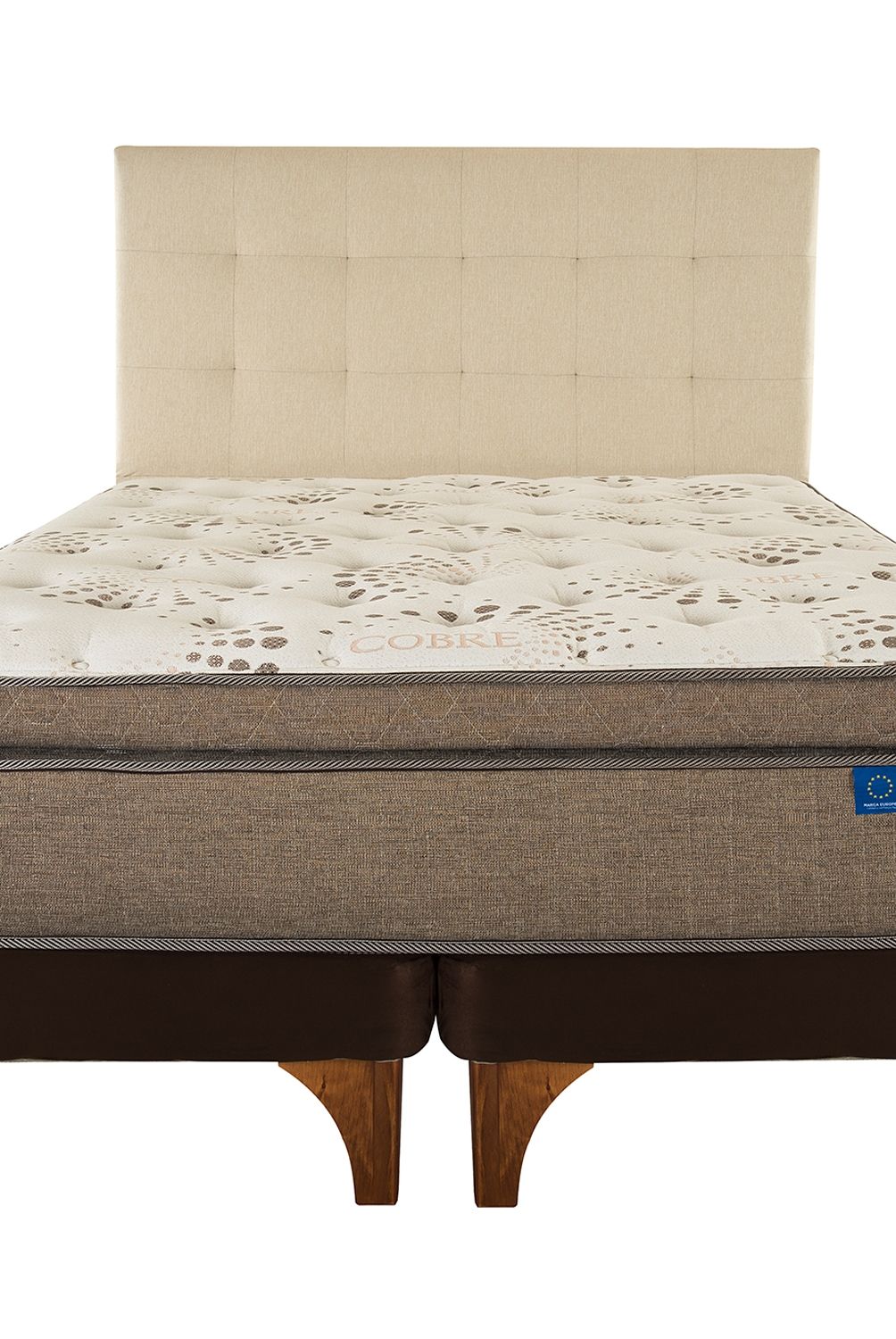 FLEX - Cama Europea Terra Cobre King + Respaldo Design Flex