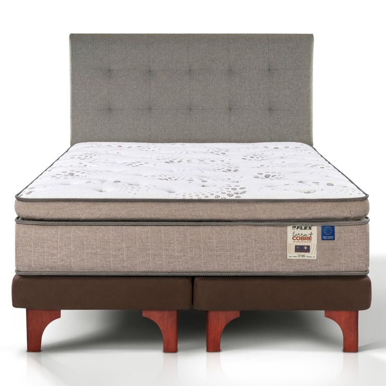 Cama Europea Terra Cobre 2 Plazas + Respaldo