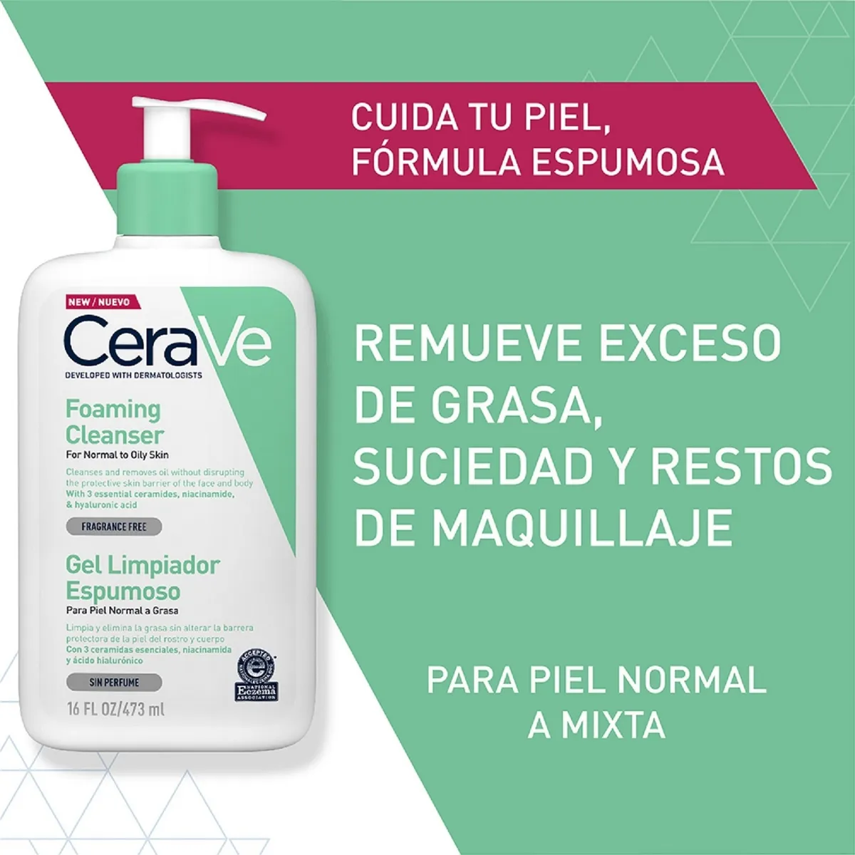 CERAVE - Gel Limpiador Espumoso 236 ml Cerave