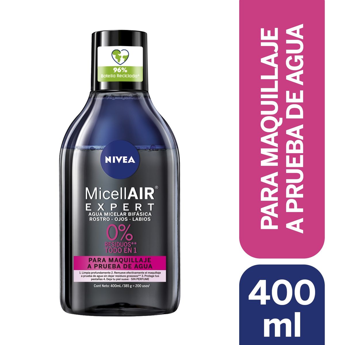 NIVEA - Loción micelar Expert waterproof make up remover 400ml NIVEA