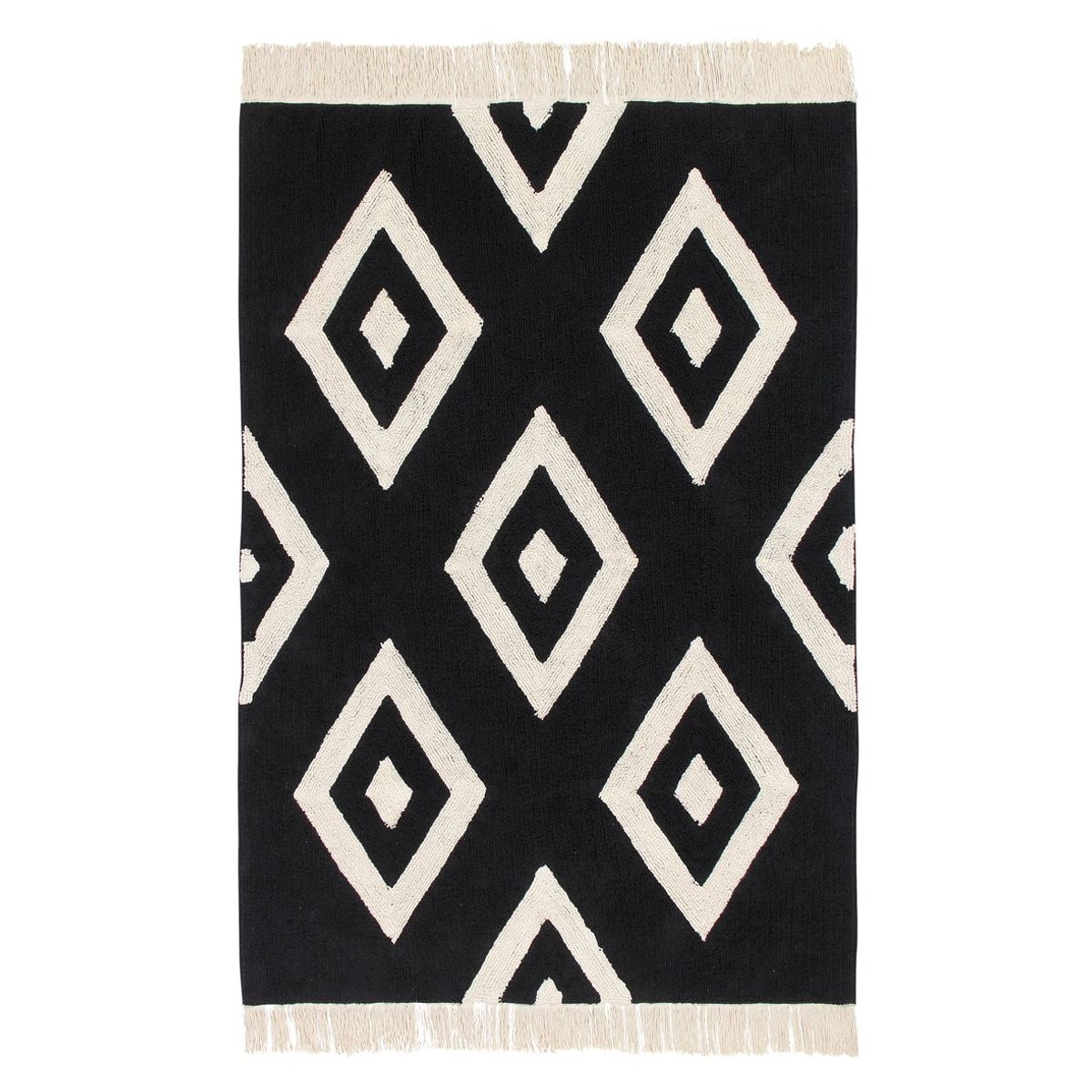 SUR DISEÑO - Alfombra Diamonds Negro-Crudo 140 x 200cm