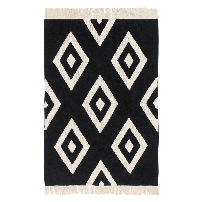SUR DISEÑO - Alfombra Diamonds Negro-Crudo 140 x 200cm