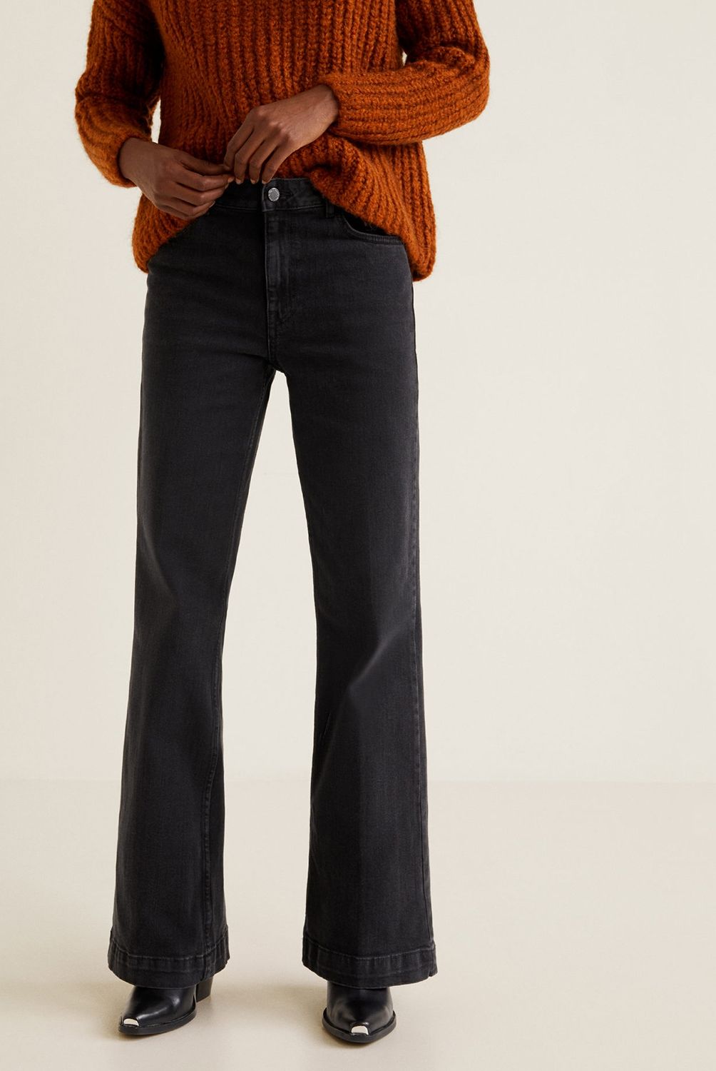 MANGO - Jeans Palazzo Choco Tiro Alto Mango
