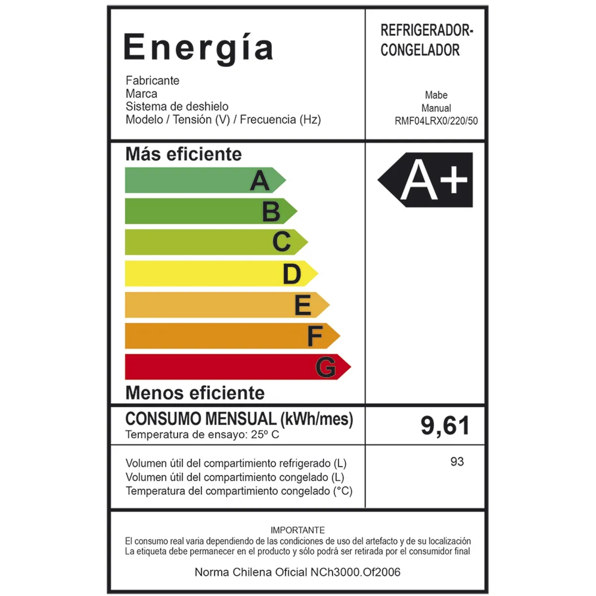 MABE - Frigobar 93 Litros Plateado RMF04LRX0 Mabe