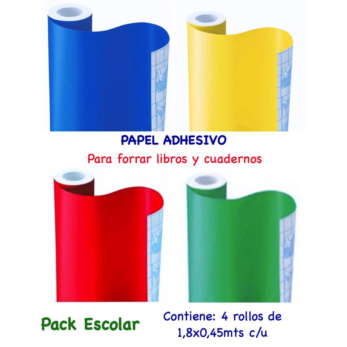 CON TACT - PACK ROLLOS PAPEL ADH.  4 COLORES SOLIDOS