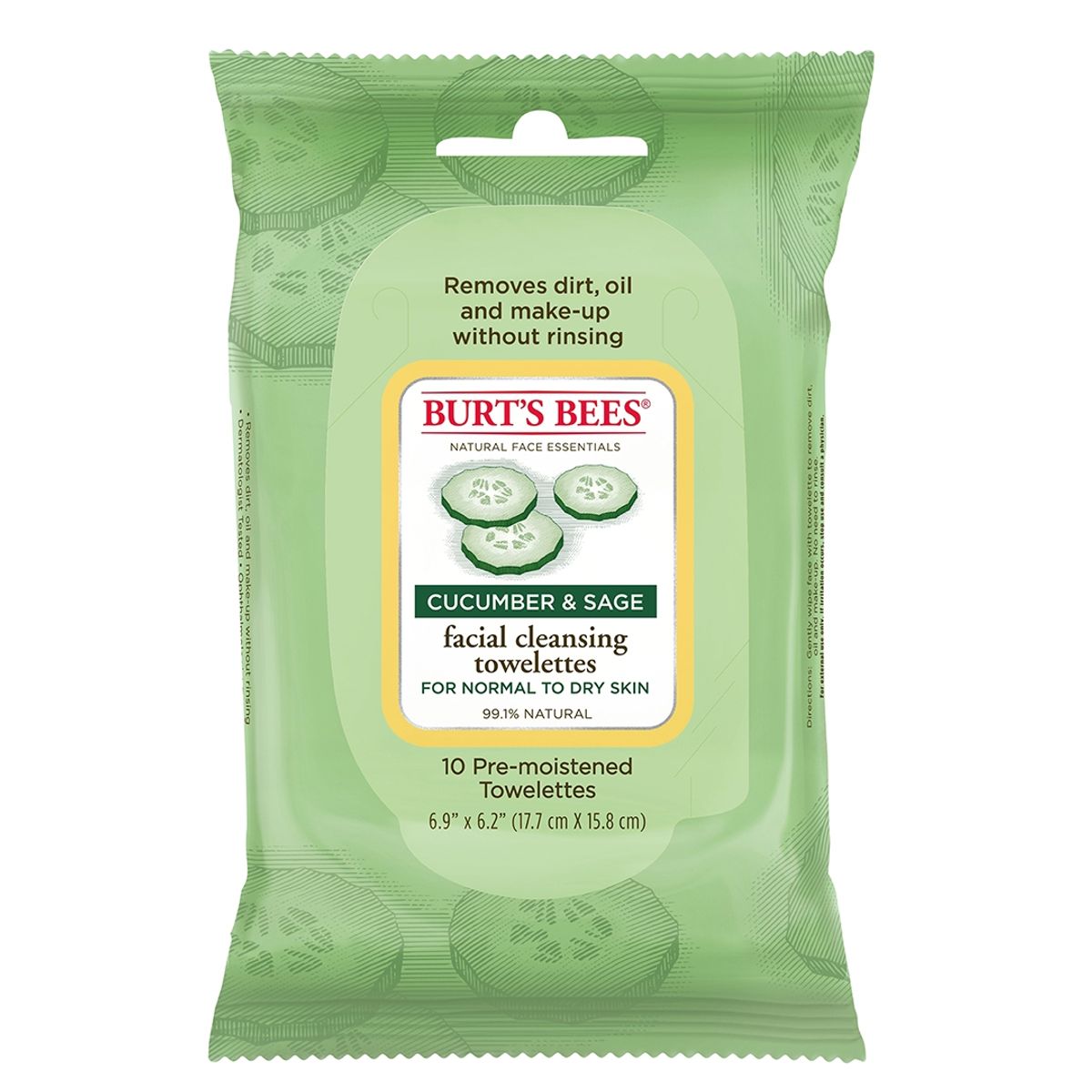 BURTS BEES - Toallitas Desmaquillajes de Pepino y Salvia BURTS BEES