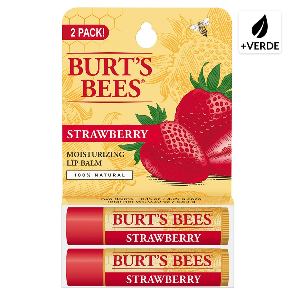 BURTS BEES - Set 2 Balsamos Labiales Burt's Bees Strawberry Burts Bees