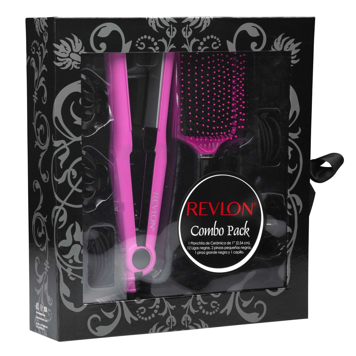 REVLON - Combo Alisador + Cepillo + 2 Pinches + 12 Ligas Revlon I289Rvst2080