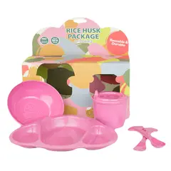 ECOSOULIFE - Pack 5 Accesorios para Bebes Color Rosado, Cascara de Arroz