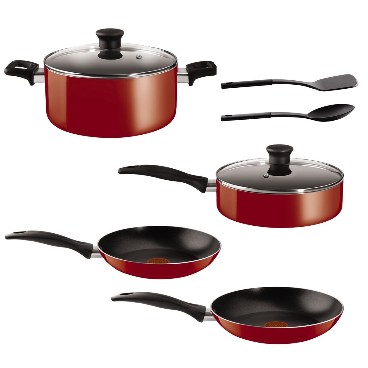 TEFAL - Tefal Batería 8 Piezas Easy Care Roja