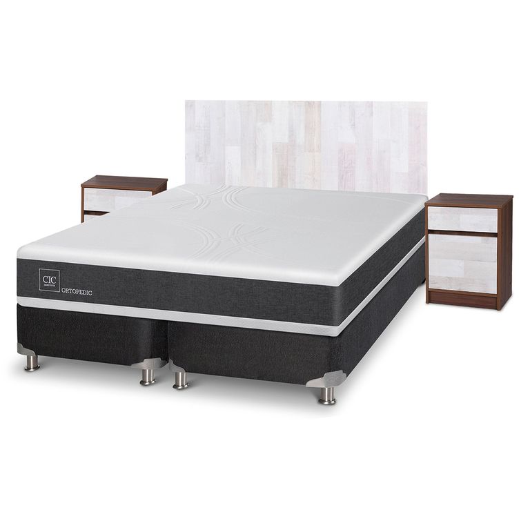 CIC Box Spring Ortopedic 2 Plazas + Muebles Legno