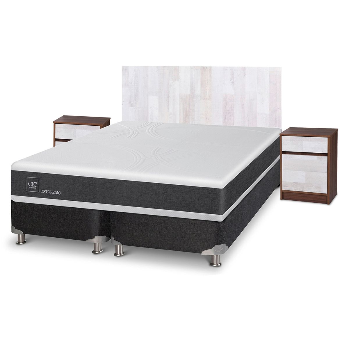 CIC - Box Spring Ortopedic 2 Plazas + Muebles Legno Cic