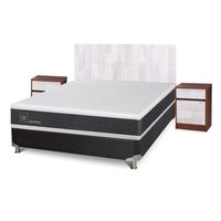 Cama Box Spring Ortopedic 2 plazas + Respaldo + 2 veladores