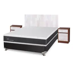 CIC - Box Spring Newortoped 2 Plazas + Respaldo + 2 Veladores