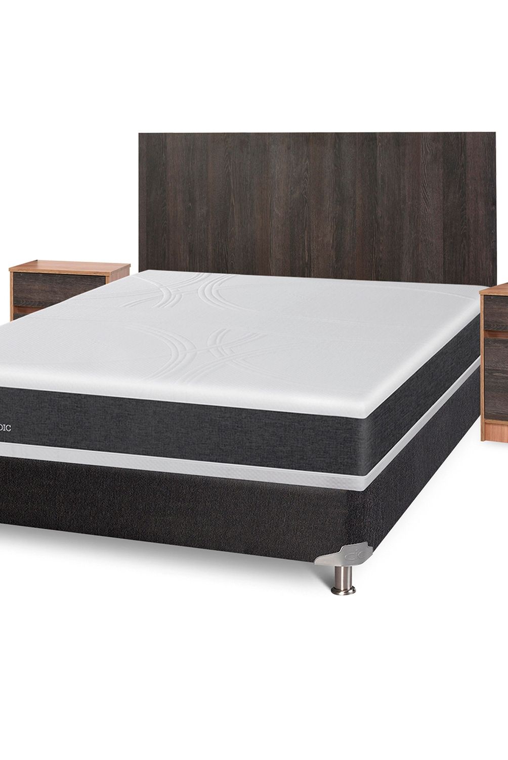 CIC - Box Spring Ortopedic 2 Plazas + Muebles Espresso Cic