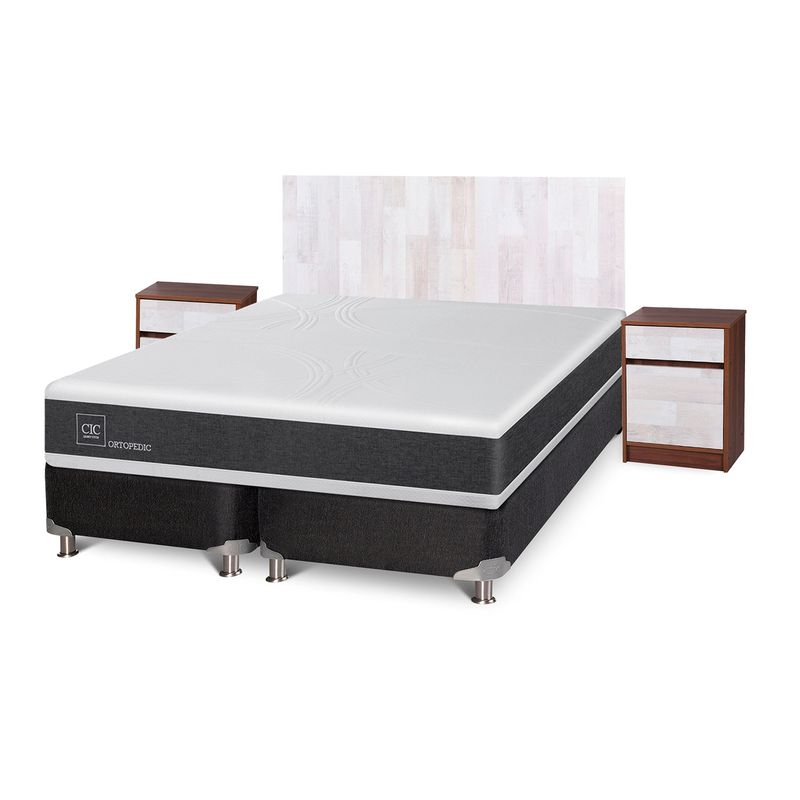 CIC - Box Spring Ortopedic King + Muebles Legno Cic
