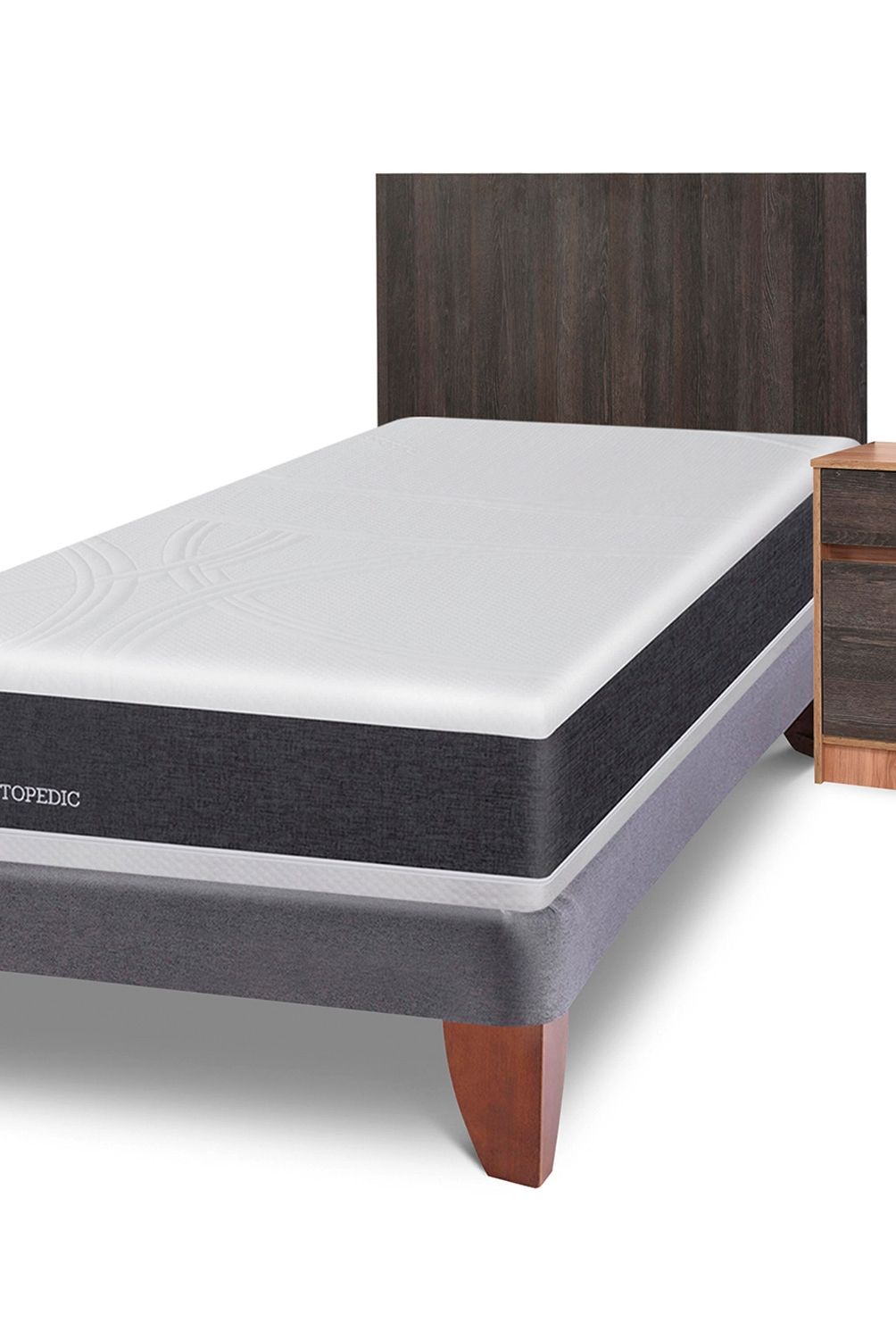 CIC - Cama Europea Ortopedic 1,5 Plazas + Muebles Espresso Cic